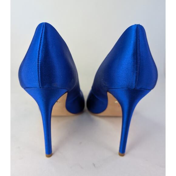 Badgley Mischka Electric Blue Cher Crystal Embellished Satin Pumps Size 11 - Picture 9 of 14